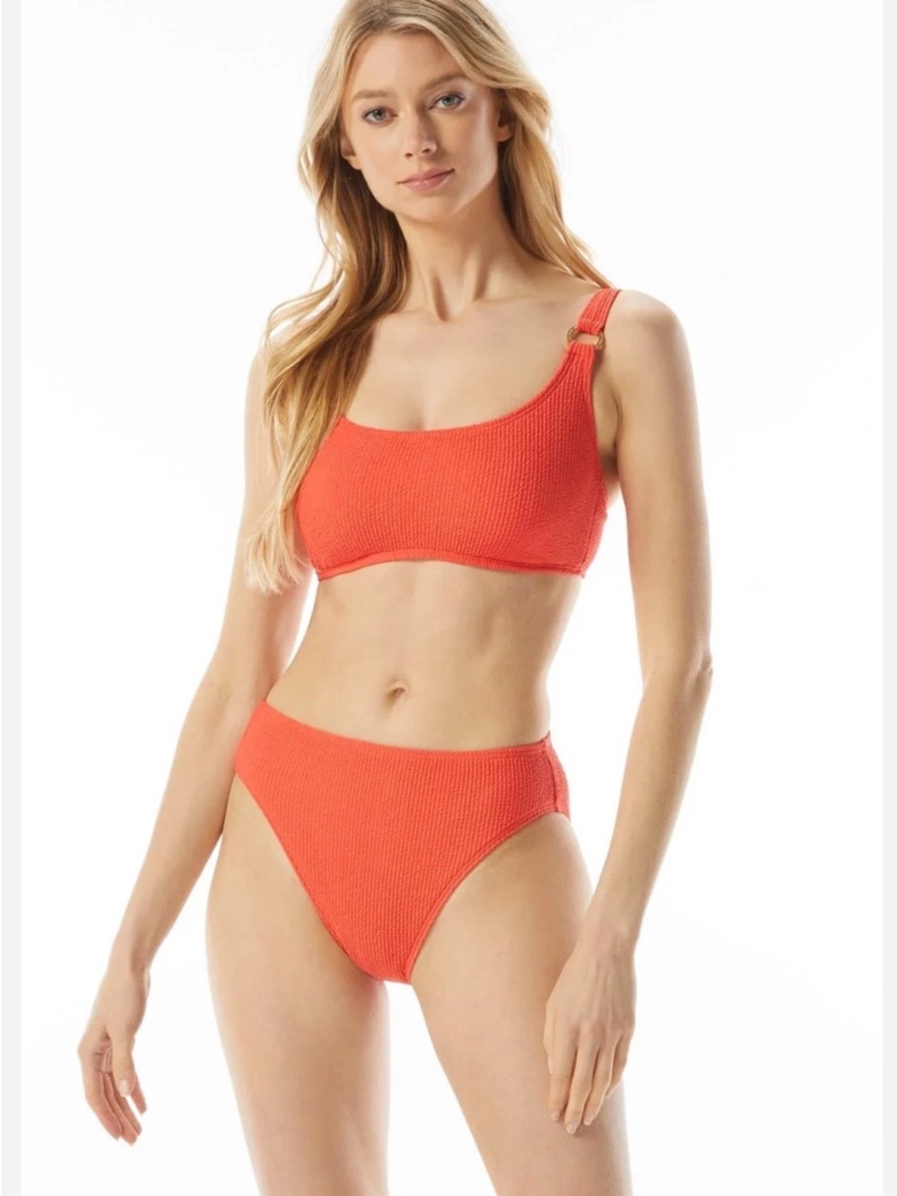 MICHAEL Michael Kors Textured Logo Ring Bralette and High Waisted Bottom